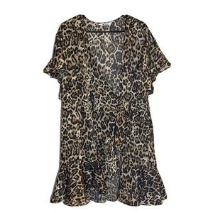 BB Dakota Cheetah Print Wrap High Low Dress Size L